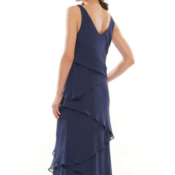 NWT Marsoni by Colors M309 Ruffled Mother of the Bride Dress Navy Size 16 - Picture 3 of 6